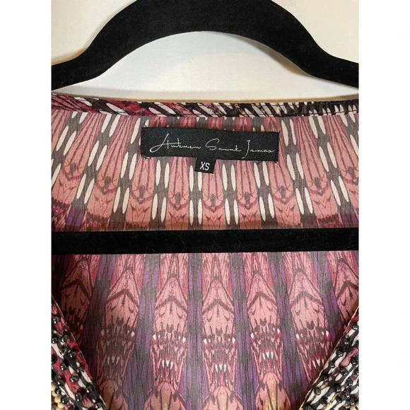 Autumn Saint James Beaded Butterfly Top Blouse Multicolor Boho Hippie Size XS - Picture 4 of 6